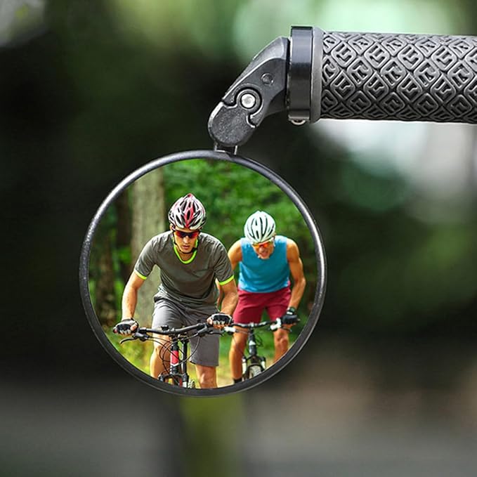 Foldable round Rearview Bike Mirror for Handlebar, Convex Safety Bicycle Mirror, Black Single Unit Suitable for Mountain and Road Cycling