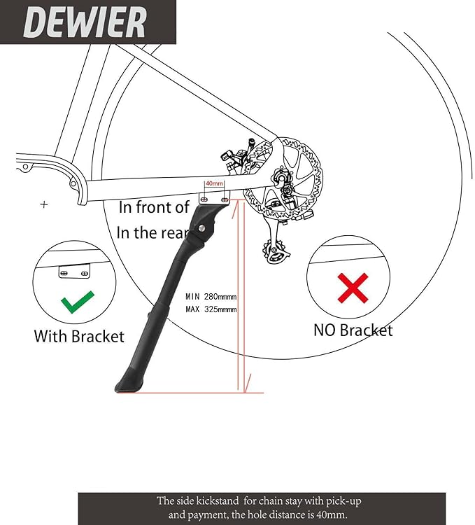Bike Kickstand Aluminium Adjustable Center Bicycle Kickstand suitable Rear Side Bicycle Kickstand Fit for 26" 27.5" 29" 700C Bike Kick Stand for Bicycles Kickstand