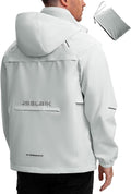 Men's Rain Jacket Waterproof Windproof Breathable for Hiking Cycling Commuting with Hood & Pockets