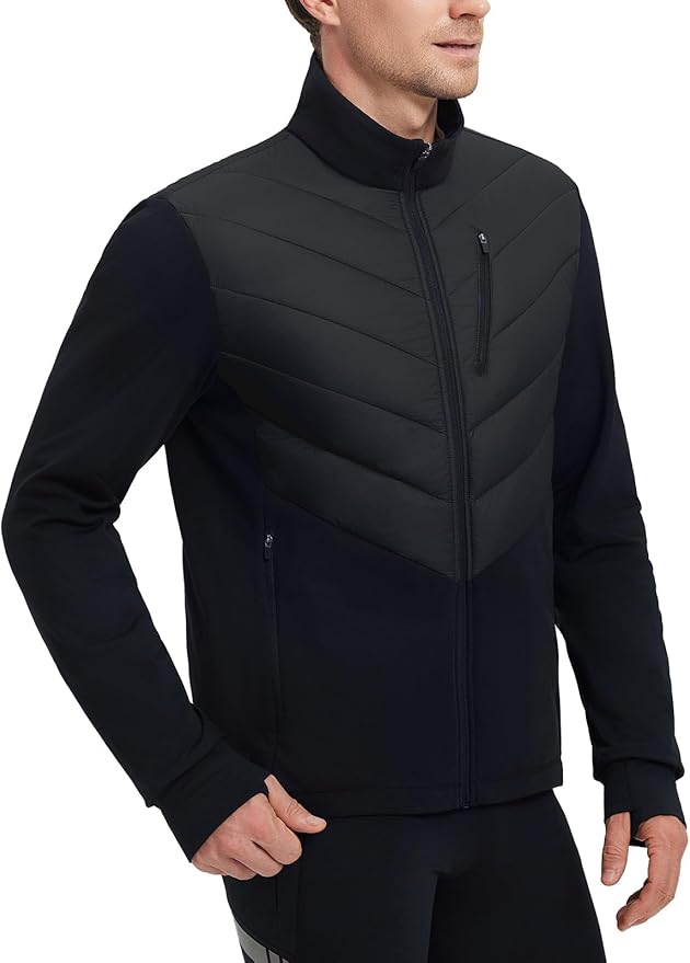 baleaf Men's Cycling Jacket Puffer Lightweight Coat Windproof Warm Winter 5 Pockets Packable Running Hiking