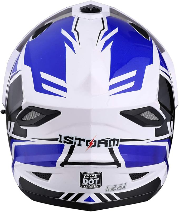 1Storm Dual Sport Motorcycle Motocross Off Road Full Face Helmet Dual Visor: HF802