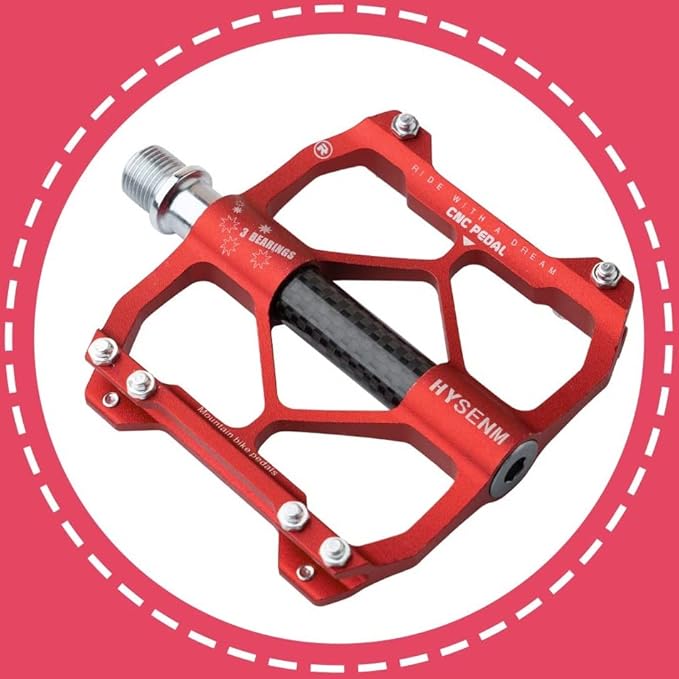 HYSENM Mountain Bike Pedals Aluminum 9/16 Inch MTB Bicycle Pedals Wide Platform Flat Pedals, Lightweight Non Slip Bike Pedals Road Bike Adult