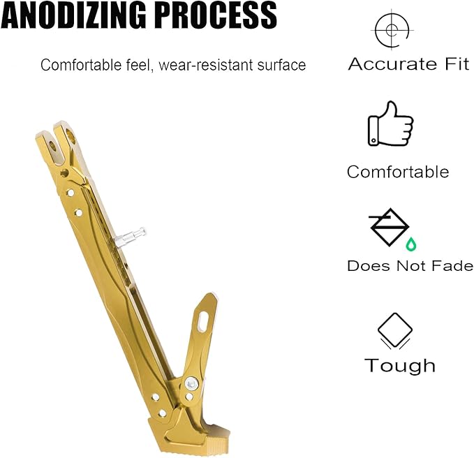 Universal Lengthened Adjustable Long Kickstand CNC Aluminum Alloy Motorcycle Long Kickstand Accessories Motor Modified Tripod Holder Kickstand Foot Side Support Stand Dit Pit Bike (Gold)