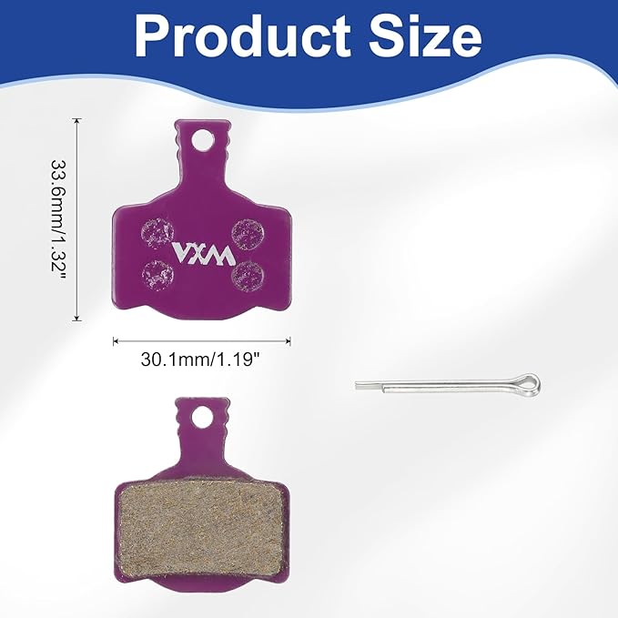 HARFINGTON Disc Brake Pad 1.19" x 1.32" Semi-Metallic Resin Bike Brake Pads with Pin for BB7 M355 M446 M640 Mountain Road Bikes, Purple