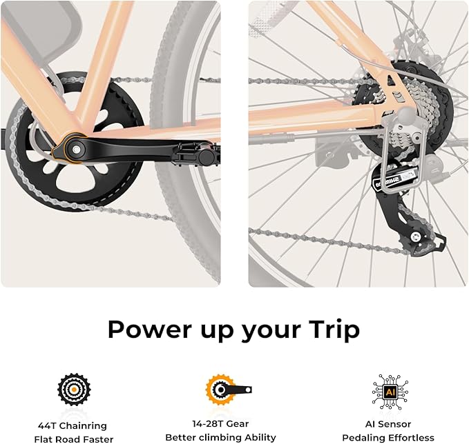 Jasion EB5 Electric Bike for Adults with Peak 1000W Brushless Motor, 40Miles 20MPH Commuting Electric Mountain Bike with 360Wh Removable Battery, 7-Speed, 26" Tires and Front Fork Suspension