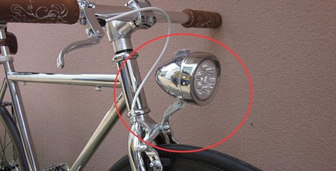 Bright 6 LED Metal Shell Front Light for Bicycle Headlight Retro Bike Head Lamp Classical Vintage Night Riding Safety Cycling Fog Light Headlamp with Bracket