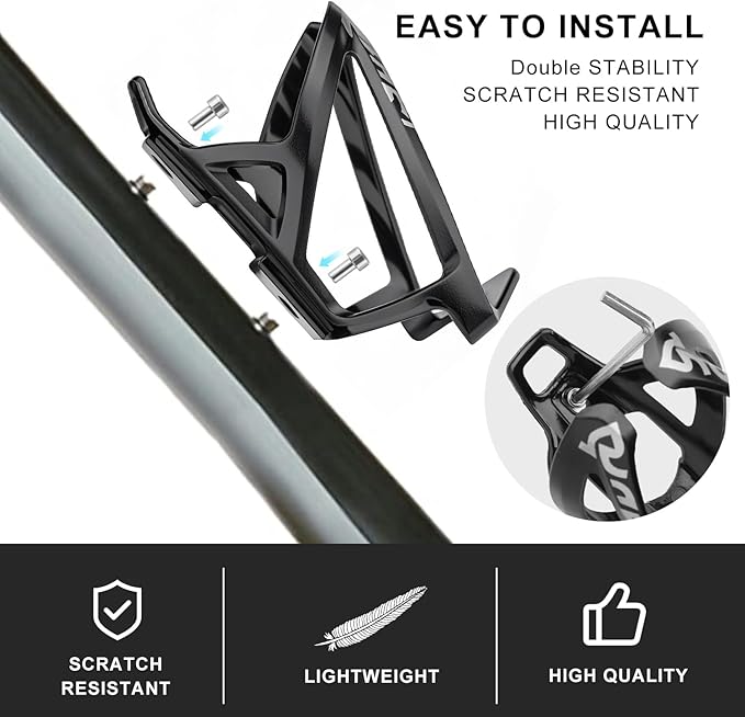 Bike Water Bottle Holder with Screws Lightweight Cycling Bicycle Water Bottle Holder for Road, Mountain Bike (Black)