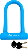 OTTOLOCK Sidekick Compact U-Lock - Heavy Duty Anti Theft Bicycle U-Lock with Keys, Silicone-Coated, Bike Accessories, Blue