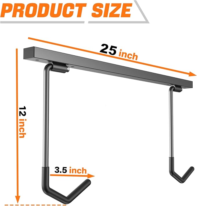 TORACK Overhead Bike Rack for Garage, Ceiling-Mounted Bicycle Storage Hooks for 4 Bikes (Horizontal) or 8 Bikes (Vertical), Adjustable Bicycle Hooks for Mountain, Road Bikes