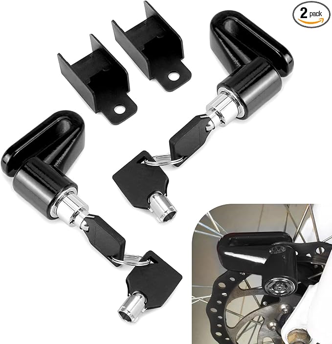 2 PCS Disc Brake Locks, Heavy Duty Bike Lock, Anti-Theft Security Wheel Disc Lock, Universal for Motorcycles Bike Scooter (Black)