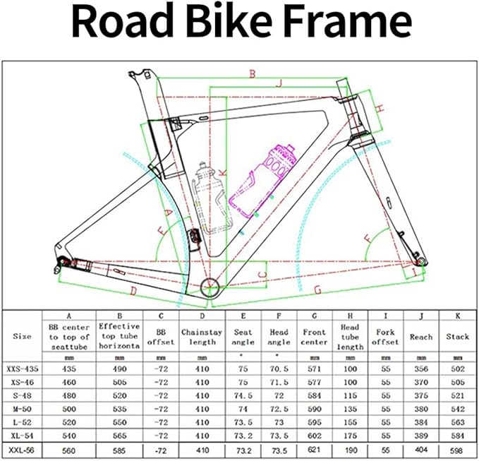 700C Carbon Fiber Bikes Frame 43.5/46/48/50/52/54/56CM Road Bike Frameset Wind Breaker Racing Frame Thru Axle F12×100mm R12×142mm Disc Brake Frames(Black,56CM)