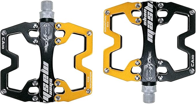 Mountain Bike MTB Pedals Parallel Bicycle Road Pedal 9/16 Inch Ultra-Light Flat Aluminum Alloy Sealed Bearing with Anti-Skid 1 Pair
