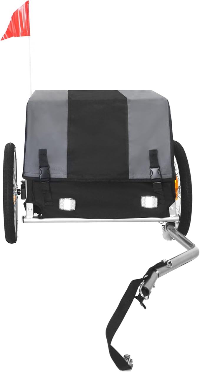 Heavy-Duty Bike Cargo Trailer with Removable Waterproof Cover – 88 lbs Capacity, 16" All-Terrain Wheels & Foldable Design for Camping, Groceries, Hauling Essentials