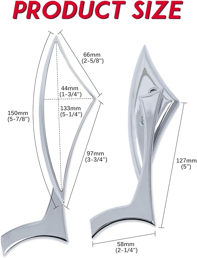 Chrome Motorcycle Blade Rear View Mirrors Compatible with Harley Road King Street Glide Softail Road Glide Electra Dyna Cruiser Bobber Chopper