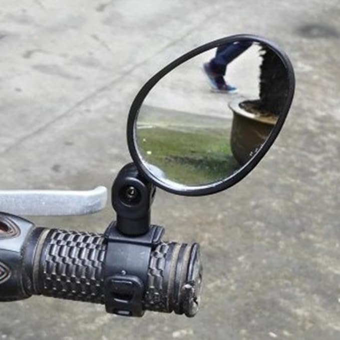 360° Rotatable Bike Mirror (2 Packs) - Shockproof Handlebar Mount, Wide Angle & Flat View Rearview Mirror for Road/Mountain/E-Bikes