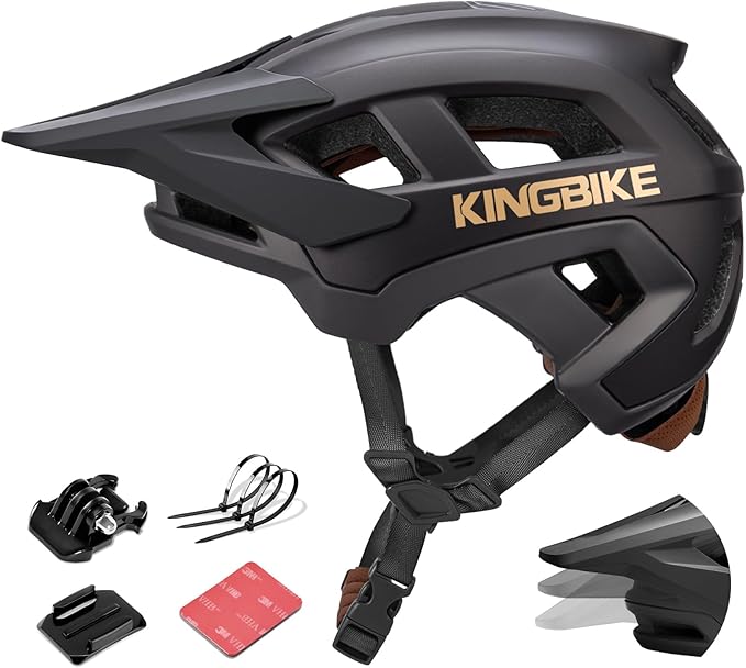 KINGBIKE NTA-8776 Mountain Bike Helmet Professional Ebike Helmets with 3-Level Adjustable Visor & Camera Mount E-MTB Helmet for Adults Men Women Youth E-Bike Safety Certified