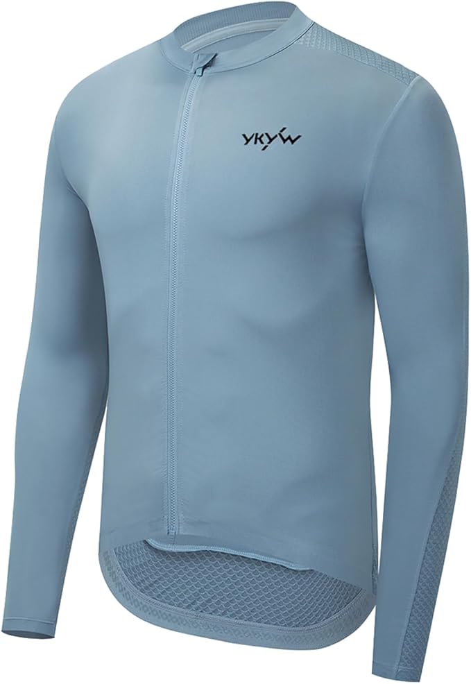 YKYWBIKE Cycling Jersey Men Long Sleeves Bike Jersey with Pockets Biking Shirts for Men Cycling Breathable MTB Biker Shirts