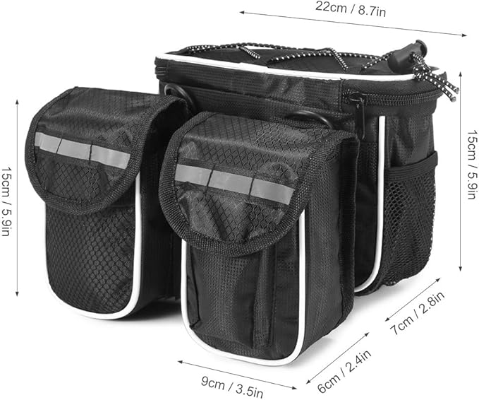 bike top tube bag, Cycling Bike Top Tube Bag with Rain Cover Waterproof Mountain Bicycle Front Frame Pannier Bag Pack