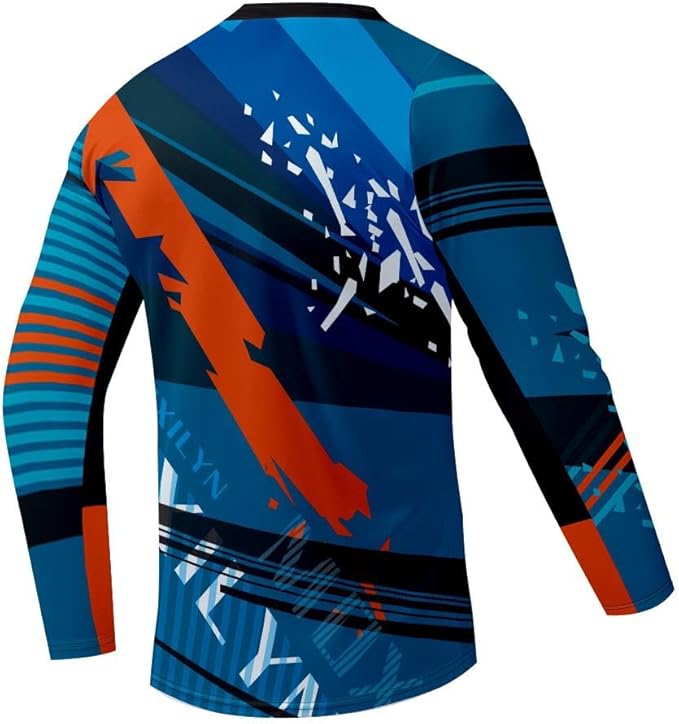 Men's MTB Shirt Long Sleeve Off-Road Motocross Cycling Jersey Mountain Bike Shirts Quick-Dry Moisture Wicking