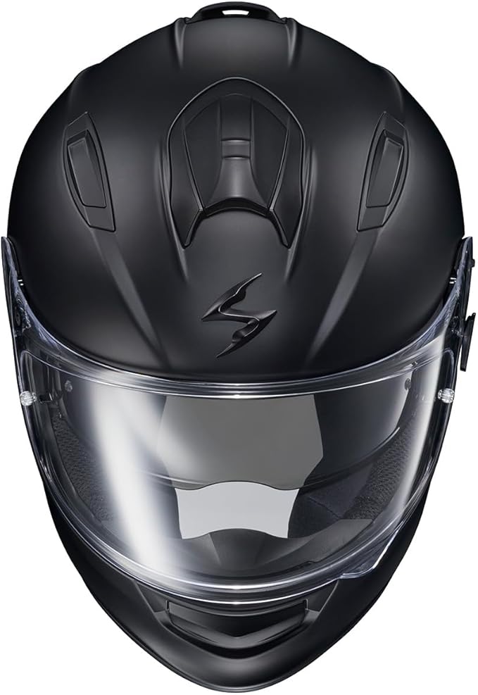ScorpionEXO Ryzer Full Face Motorcycle Helmet with Pinlock Ready Shield with Integrated Speaker Pockets DOT ECE Approved Solid (Matte Black - X-Large)