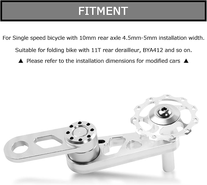 PSLER Bike Single Speed Chain Tensioner, Aluminum Alloy Bicycle Chain Guide with Derailleur Hanger, Foldable Bike Chain Stabilizer Replacement for MTB Road Cycling Accessories