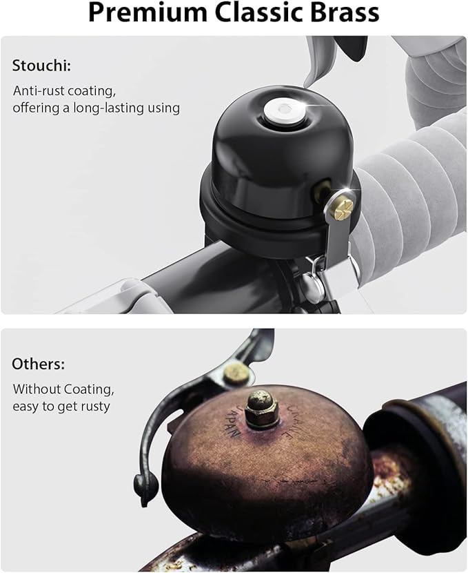 Bicycle Bell for Apple AirTag, Stouchi AirTag Bike Mount GPS Tracker Waterproof Classic Brass Holder Hides Air Tag Under Bike Bell Anti-Theft 2 Sizes for Choice