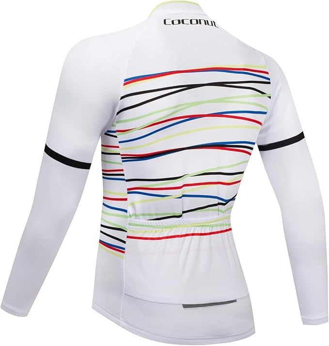 Coconut Ropamo CR Long Sleeve Cycling Jersey Mens, 3+1 Zipper Pockets Bicycle Tops Quick Dry Breathable Biking Shirt