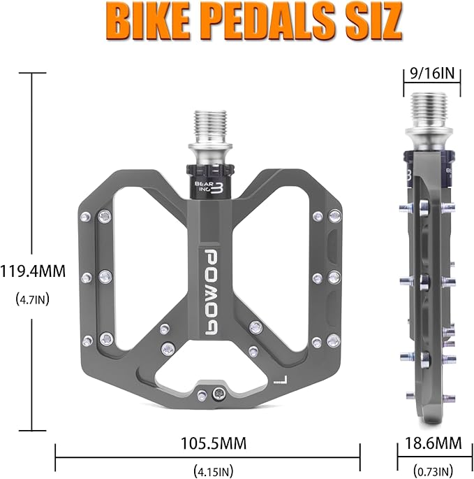 Bike Pedals 9/16" Lightweight Non-Slip Bicycle Platform Pedals - Fits Most Adult Bikes & Mountain Bikes &MTB, Road Bikes and Slip-Resistant Design
