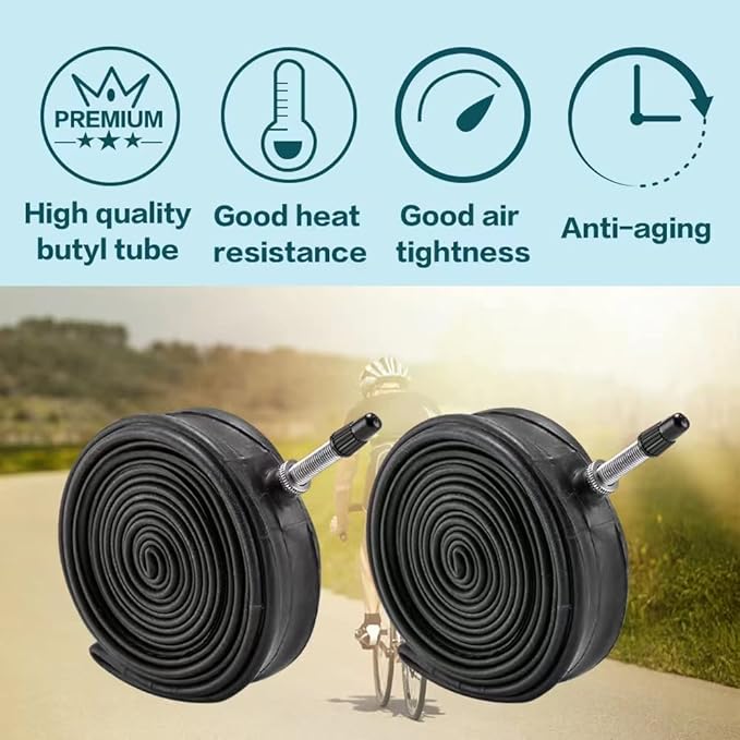 2 Pack 700x23C/25C/28C/35C/38C Bike Tires Plus Bike Inner Tubes Presta Valve 48mm or Schrader Valve 48mm Foldable Replacement Tires for Road Bicycle