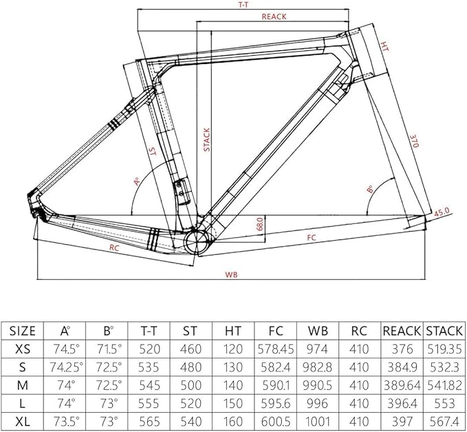 Carbon Road Bike Frameset 46/48/50/52cm C Brake Bike Frame 100mm/130mm QR Lightweight 700C Windbreaker Frames 90x420mm Handlebar Internal Routing (Size : 54CM)