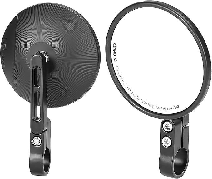 KEMIMOTO Motorcycle Rear View Mirror, CNC Aluminum Bar End Side Mirror for 22mm or 25.4mm Handlebar Diameter with M8 Bolt Compatible with Most Motorcycle, E-bike, Scooters, ATV, UTV