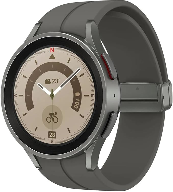 SAMSUNG Galaxy Watch 5 Pro 45mm LTE Smartwatch w/ Body, Health, Fitness and Sleep Tracker, Improved Battery, Sapphire Crystal Glass, Titanium Frame, GPS Route Tracking, US Version, Gray