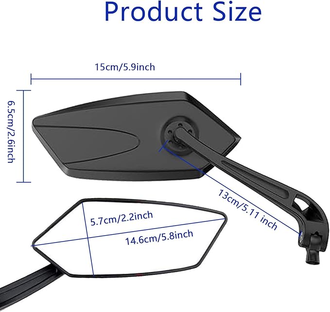 1 Pair Bike Mirrors, Motorcycle Cycling Rearview Mirror, 360 Degree Rotatable Adjustable Wide Angle Safe HD Glass Bicycle Handlebar Mirror Universal for Scooter MTB Road Bike E-Bike Motorcycle, etc