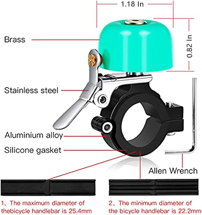Greallthy Bike Bell Classic Brass Bicycle Bell,Bike Bells for Adults Kids, Loud Retro Bell for Road & Mountain Bikes, Universal Handlebar Fit