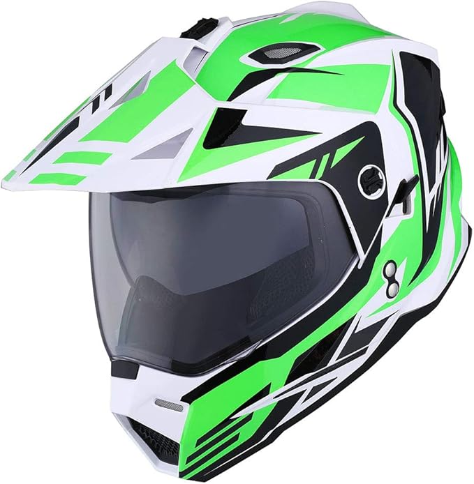 1Storm Dual Sport Motorcycle Motocross Off Road Full Face Helmet Dual Visor: HF802