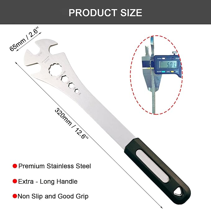 Bike Pedal Wrench, Bicycle Pedal Removal Tool with Extra Long Handle for Efficient Repair of Road and Mountain Bikes