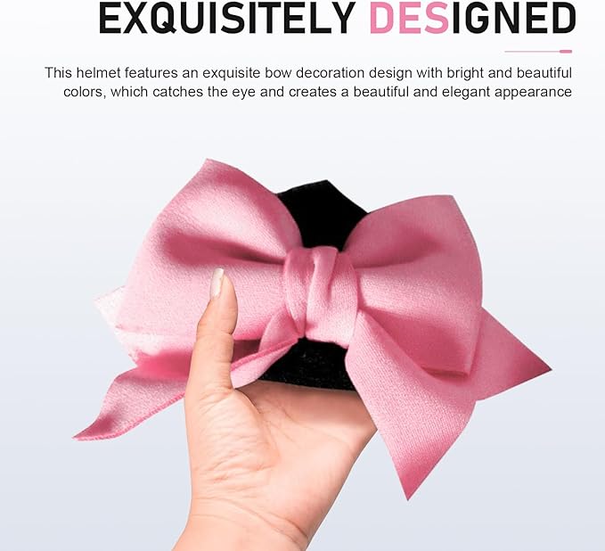 2 PCS Bow Cat Ears Helmet Decorations, Cute Plush Cat Ears Helmet Decor, Fun Detachable Decorative Accessories for Helmets, Universal for Motorcycle Bicycle Scooter Helmets (Pink)