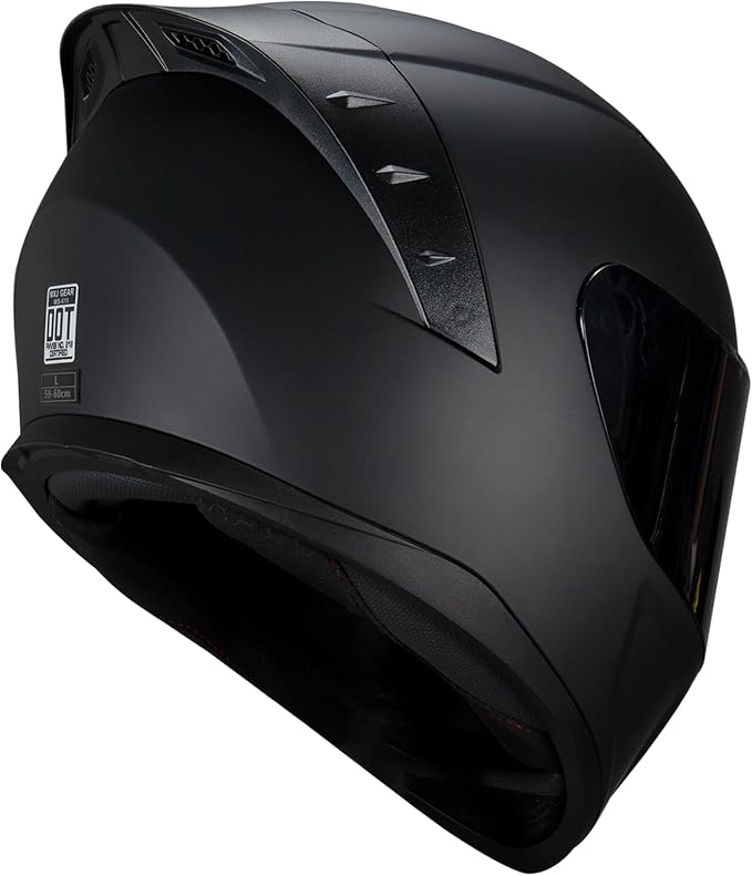 Full Face Motorcycle Helmet,Helmets for Adults Motorcycle, MG611 Motorbike Racing Street Bike Helmets with Black Visor for Men Women,DOT Approved (Matte Black, M)