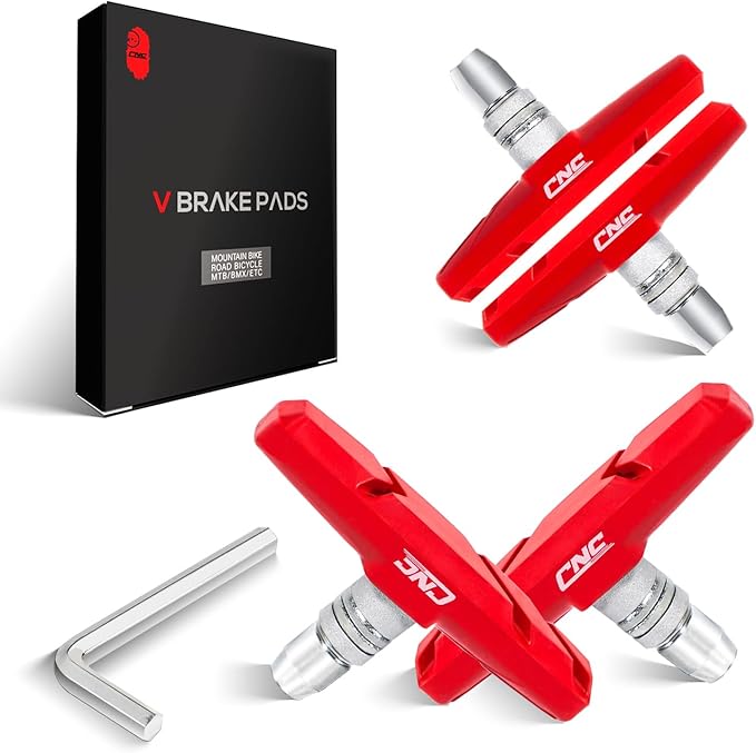 CNC 2 Pairs Bicycle V-Brake Pads, Bike 70mm V Brake Blocks Set, Cantilever Brake Pads Shoes for Mountain/Road/Kids/MTB/Children's/Cycle Bike Rim.