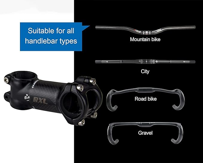 RXL SL MTB Bike Stem 1-1/4"Carbon Fiber+Aluminum Alloy Road Bike Carbon Handlebar Stem 6 Degree Mountain Bike for Cycling 60mm,70mm,80mm,90mm,100mm,110mm,120mm Bicycle Part