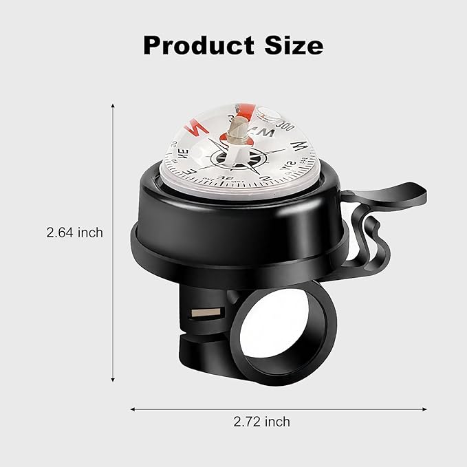 Pack of 2 Aluminum Alloy e-Bike Accessories for Adults | Compass Bicycle Bell & Loud Bike Horn Fits in 22.2mm Handlebars | Must Have Accessory for Men & Women for Mountain & Road