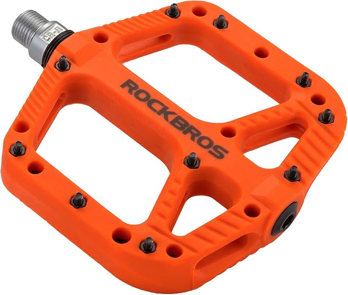 Rock BROS Mountain Bike Pedals Nylon Composite Bearing 9/16" MTB Bicycle Pedals with Wide Flat Platform