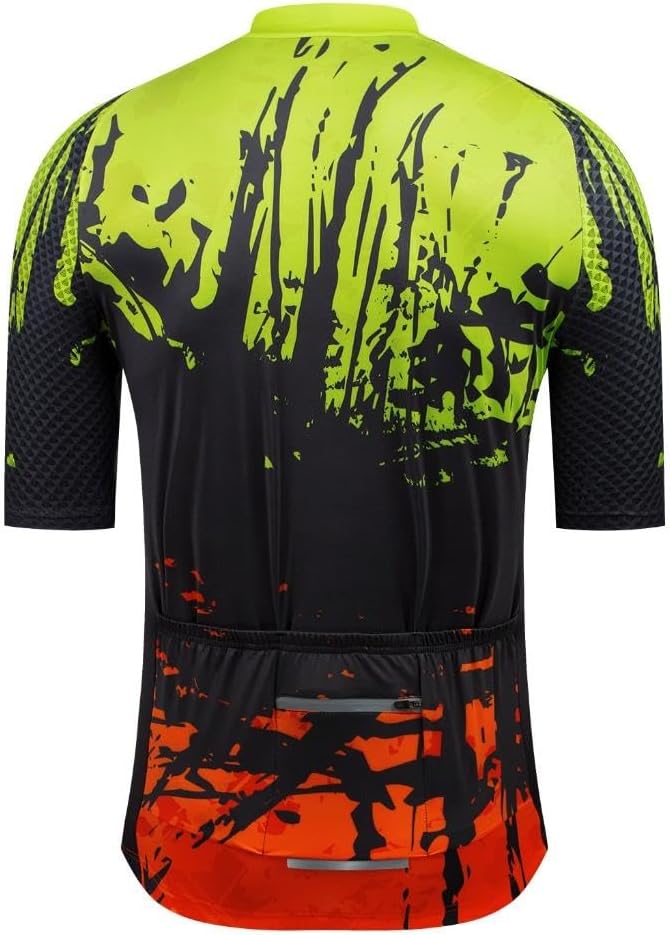 MOXILYN Men's Cycling Jersey Short Sleeve with 4 Pockets Moisture Wicking Breathable Quick Dry MTB Biking Shirt