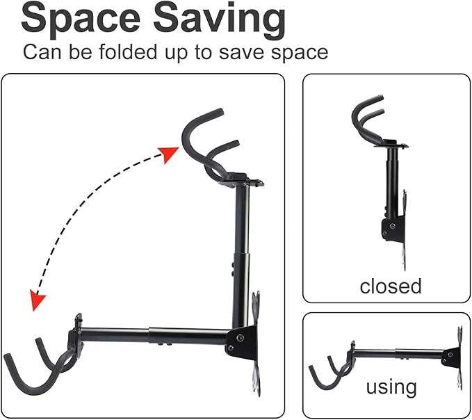Bike Wall Mount,Heavy Duty Bike Hanger, Mounted Bike Hook for Garage Wall,Horizontal Bike Rack for MTB,Road And Hybrid Bikes Storage,Thicker Metal With Rubber Coating.(Adjustable*2 Pack)