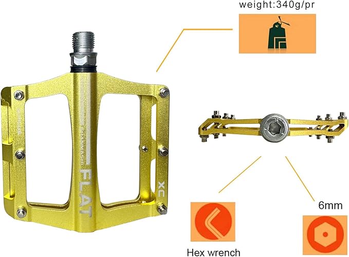 UPANBIKE Mountain Bike Bearing Pedals 9/16'' Spindle Aluminum Alloy Flat Platform for BMX MTB Road Bicycle