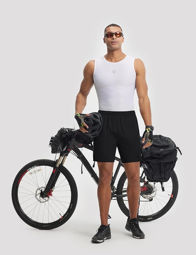 baleaf Men's 7" Mountain Bike Shorts 4D Padded Loose-fit MTB Cycling Riding Bicycle Biker Short Zipper Pockets