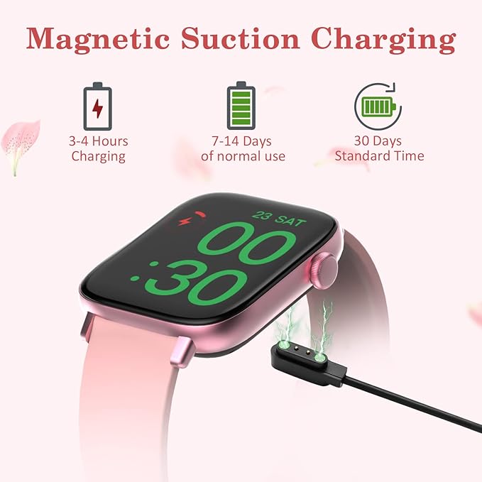 1.9" Smart Watch for Women - Bluetooth Call Fitness Tracker with Heart Rate/Sleep Monitor/Menstrual Reminder, DIY Watch Face Waterproof Smartwatch Compatible with Android iPhone (Pink)