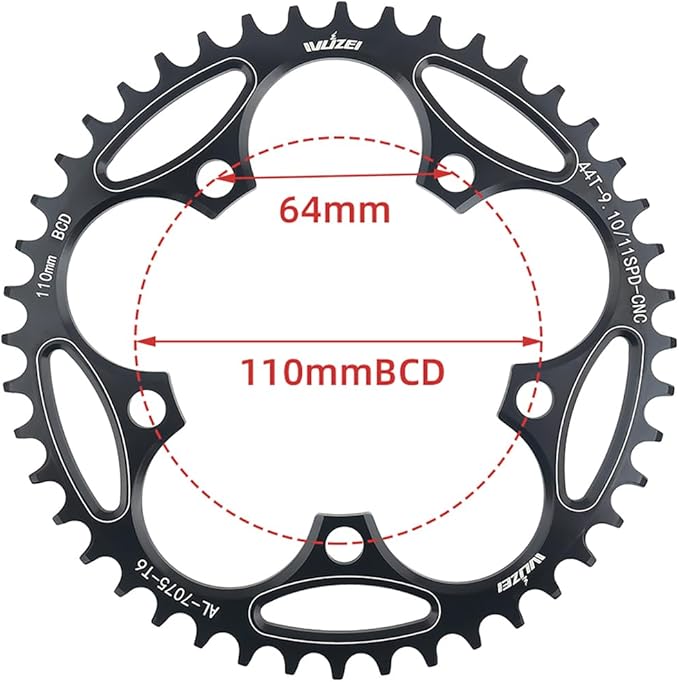 110/130 BCD Chainring 36/38/40/42/44/46/48/50/52/54/56/58/60T 5 Screws Round Narrow Wide Bicycle Chainring for 9/10/11 Speed Road Bike Folding Bicycle