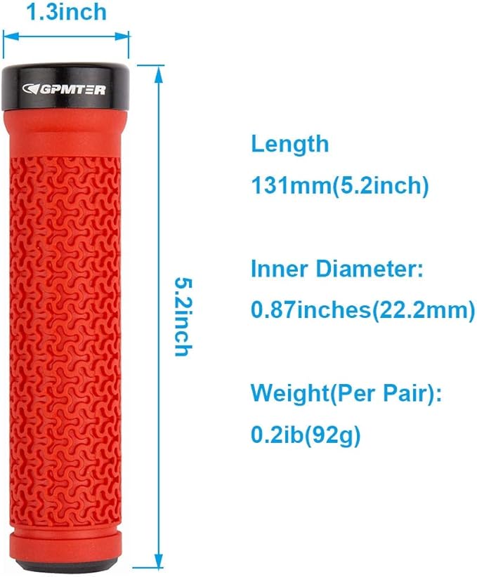 Bike Handlebar Grips, Single Lock on Bicycle Handle Bar, for BMX, Mountain, MTB, Beach Cruiser, Scooter, Folding Bike, Soft Non-Slip-Rubber Hand Grip Comfortable Ergonomic
