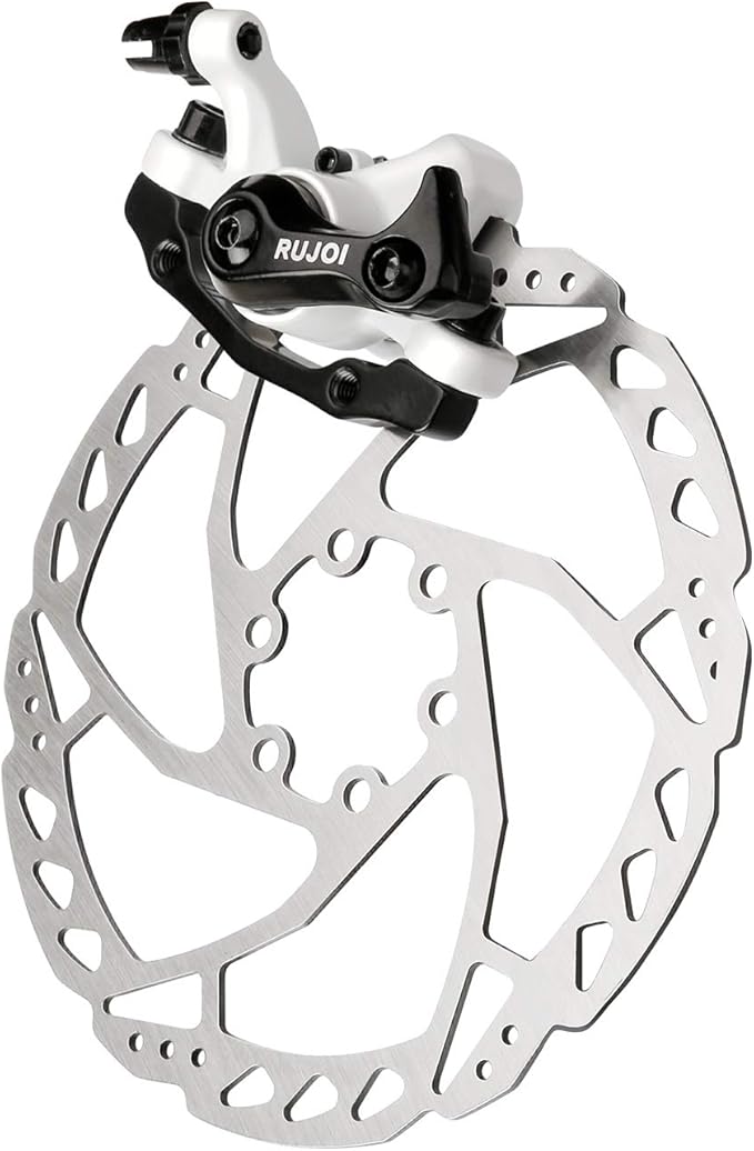 RUJOI Bike Disc Brake Kit, Aluminum Front and Rear Caliper, 160mm Rotor, Mechanic Tool-Free Pad Adjuster for Road Bike, Mountain Bike …